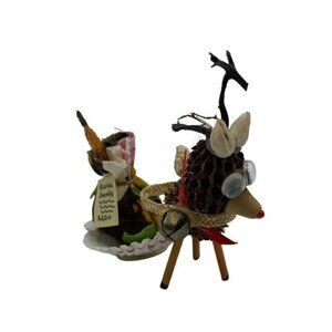 Vintage Island Da Kine Hawaiian Seashell Christmas Figurine Aloha Santa Reindeer